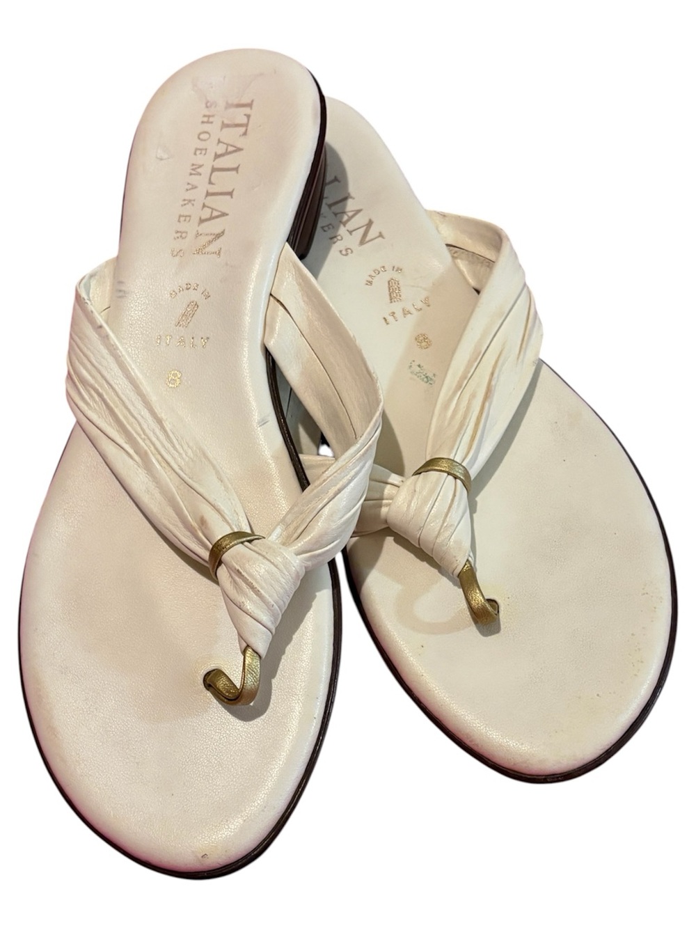 Italian Shoemakers Women's Cream SOFTTT cushioned knot Thong Sandals